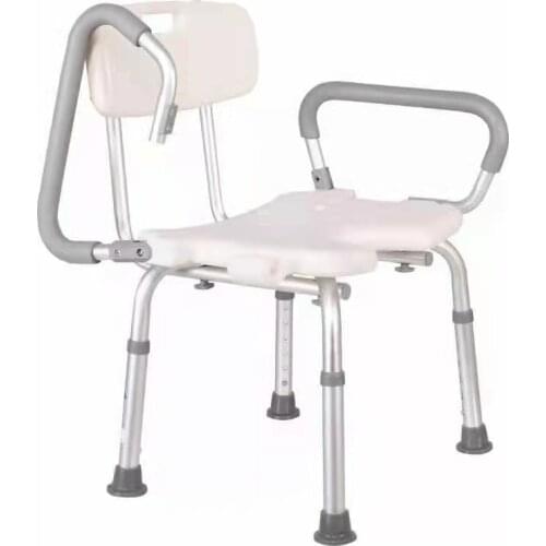 Thickened aluminum alloy elderly bath chair durable non-slip disabled shower stool household portable toilet seat with armrest