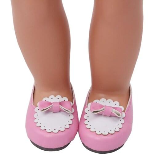 Doll Shoes Cute bow shoe 2 colors fit 18 inch Girl dolls and 43 cm baby doll toy accessories s205-s206