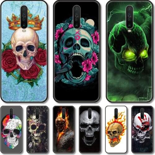 Green flower skulls Phone Case For Redmi Note 10 9 9A K40 8 7 A S C T GO PRO 5G Black Cover TPU