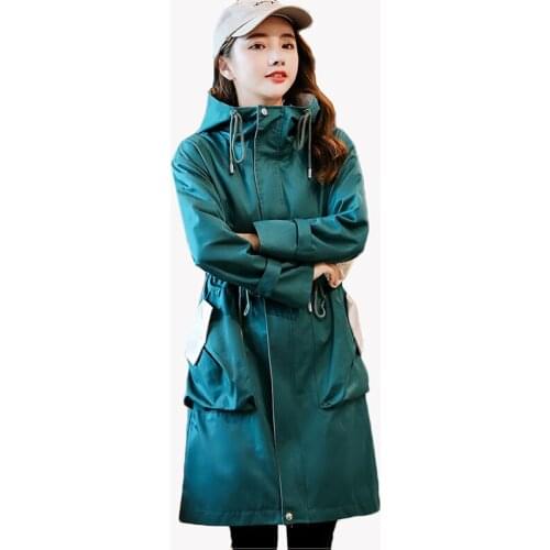 2020 Fashion Women Trench Coat Spring Autumn Clothing Hooded Overcoat Outwear Slim Long Trench Elegant Female Windbreakers Coat