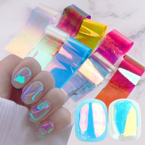 1m /Roll Broken Glass Sticker Foil Nail Decal Gradient Aurora Films Manicure Nail Art Sky Glitter Paper Decoration Tips LA1900-1