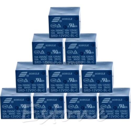 10 PCS Mini 5 Pins SRD-12VDC-SL-C Relais Rele Relay 10A 12V DC High Quality S18 Wholesale&DropShip