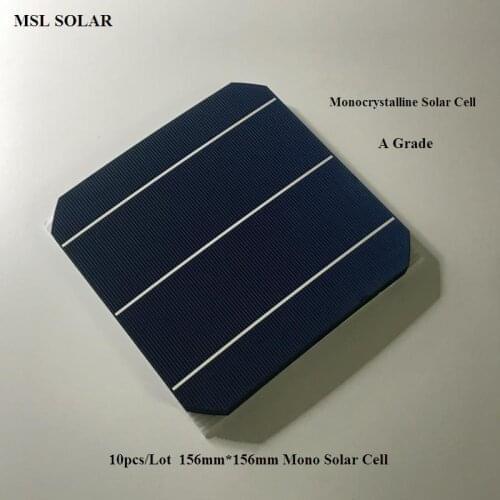 10pcs Pv Mono crystalline Solar Cell 156mm*156mm 4.7W High Efficiency Grade A 6x6 Solar Panel Cells DIY Solar Module