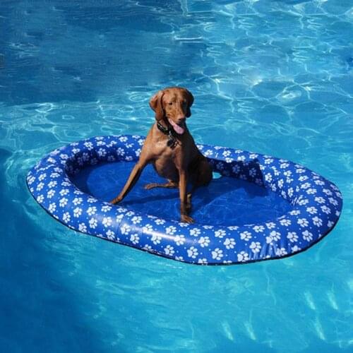 140 x 90 cm Large Blue Dog Pool Float Inflatable Dog Pet Pool Float Doggie Floating Raft Summer Dog Swimming Pool Toy Raft