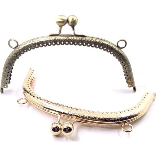 16.5cm Bronze Gold Tone Embossed Arch Metal Kiss Clasps Purse Bag Frames Clutch Buckles DIY Handbag Sewing Hardware Accessories