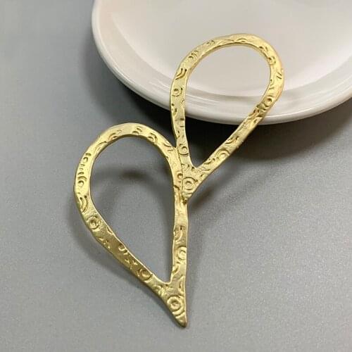 2 Pieces Matt Gold Large Open Heart Charms Pendants for Necklace Jewellery Making Accessories 100x63mm