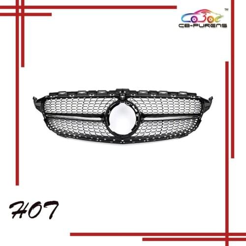 2019-Up For-Mercedes For-Benz C-class W205 C200 C250 C300 New Diamond Style Front Bumper Racing Grille with Emblem