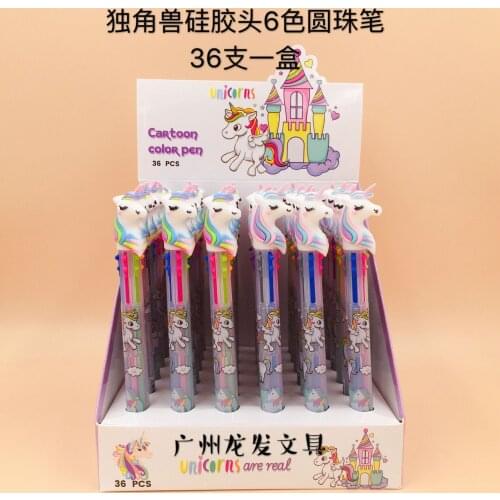 36 Pcs/lot New Unicorn 6 Colors Chunky Ballpoint Pen School Office Supply Gift Stationery Papelaria Escolar