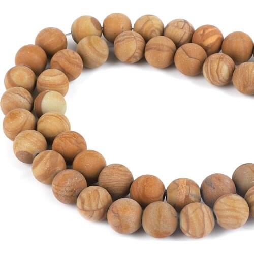 38-95pcs 4 6 8 10mm Natural Frosted Wood Grain Beads For Jewelry Making Findings Necklace Bracelet Earrings Findings