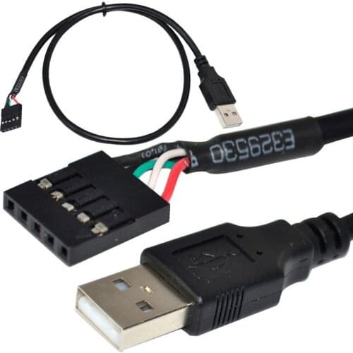 50CM USB 2.0 A male plug to 1x 5Pin Female 0.1" USB header PCB motherboard cable