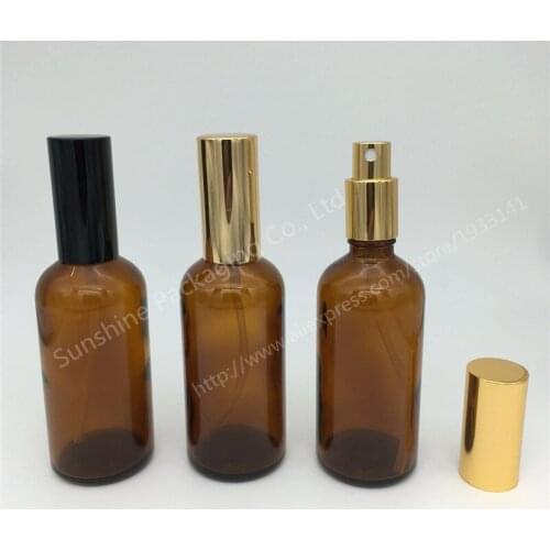 500pcs 100ml Essential Oil Spray Bottles Beauty Amber Glass Bottles Travel Perfume Mist Spray Container