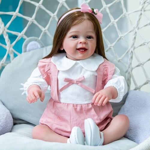 60cm Reborn Toddler YANNIK Soft Cuddle Body with Rooted Brown Hair Toys for Kids Birthday and Christmas