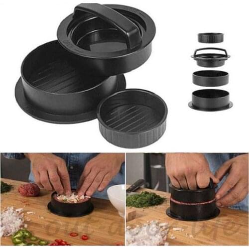 ABS Hamburger Press Meat Pie Press Stuffed Burger Mold Maker with Baking Paper Liners Patty Pastry Tools BBQ Kitchen Accessories
