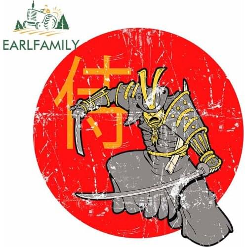 EARLFAMILY 13cm x 12.3cm Samurai Warrior Red Sun Car Styling Car Stickers and Decals Waterproof Decoration DIY Decal