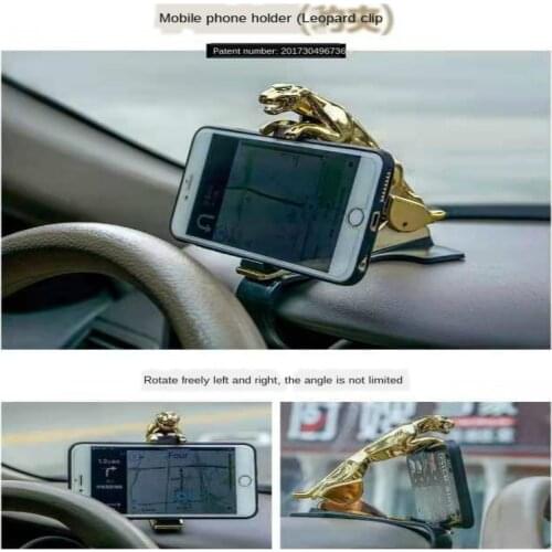 2020 New leopard Universal Car Phone Holder Adjustable Dashboard Mount Clip Mobile Smart Phone GPS Stand Bracket For all phone