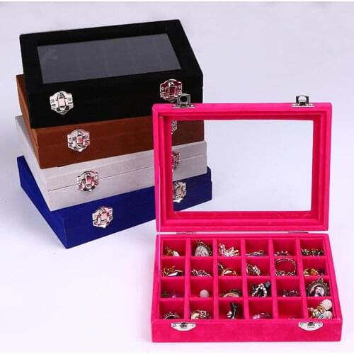 Velvet Portable Jewelry Organizer Display Earring Ring Storage Tray Box Case New