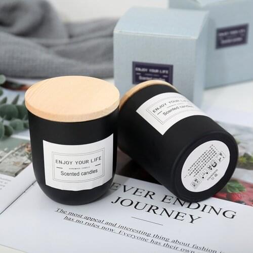 Smokeless Scented Candle, Environmental Soybean Wax with Wooden Cover Flower Receptacle Decompression Meditation Products