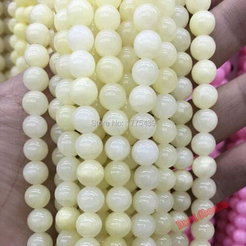 Free Shipping 6 8 10 12mm Beads Natural Stone Beads Mountain Light Yellow Jadee beads Dyed multi-color for jewelry making