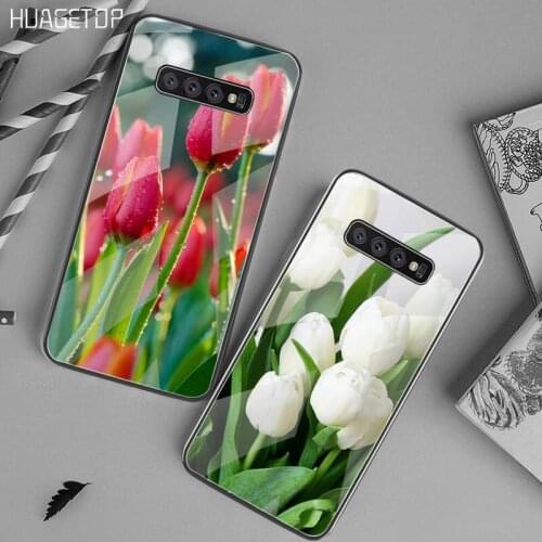 HUAGETOP Tulips Flower Spring Shell Phone Case Tempered Glass For Samsung S20 Plus S7 S8 S9 S10 Plus Note 8 9 10 Plus