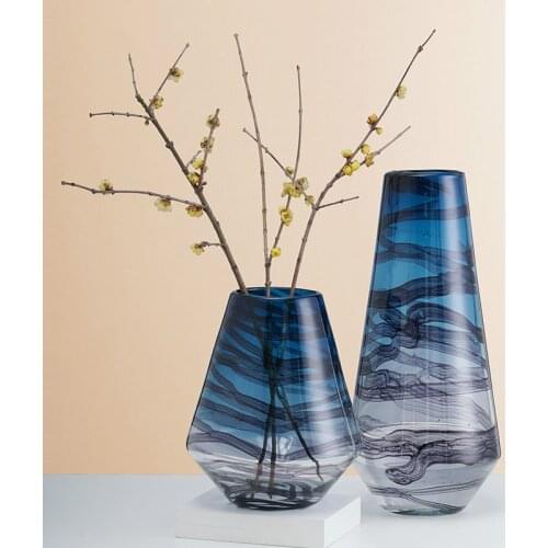 Color Vase Transparent Glass Creative American Simple Flower Arrangement Dried Flower Lily Flower Living Room Home Decoration