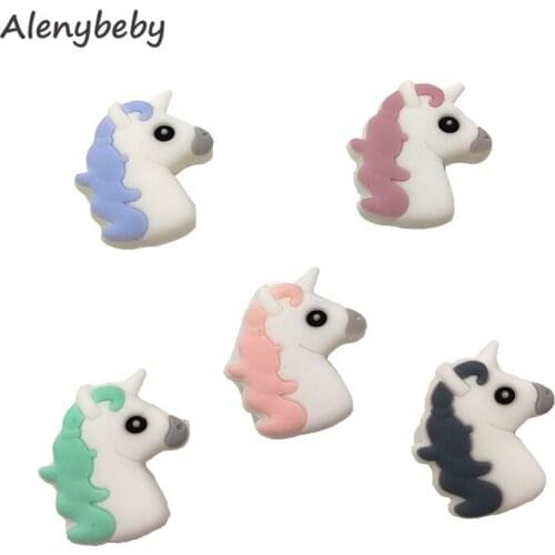 Mini Cute Silicone Horse head Bead Animal Baby Teether Food Grade Infant Teething Bead For DIY Nursing Necklace Accessories Toy