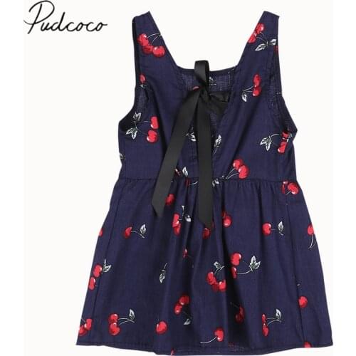 Infant Kids Girls Dress Summer Child Clothes Baby Girl Cap Dress Tunic Blouse cherry Cutout Holiday Sundress 1-4T