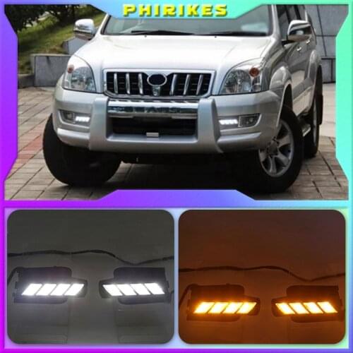 For Toyota Prado 120 FJ120 LC200 2003 - 2009 Dimming Style Relay Waterproof ABS 12V Car LED DRL LED Daytime Running Light