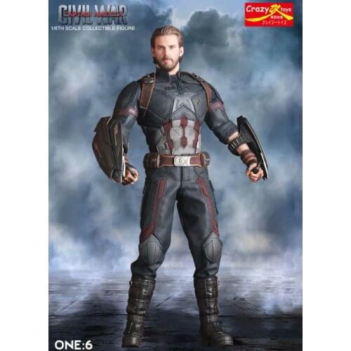 28cm Crazy Toys Marvel Avengers Captain American Statue PVC Action Figure Collectible Model Toy