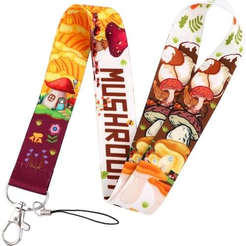 ER1047 Kawaii Mushrooms Neck Strap Lanyards ID Badge Card Holder Keychain Phone Gym Strap Webbing Necklace Gift