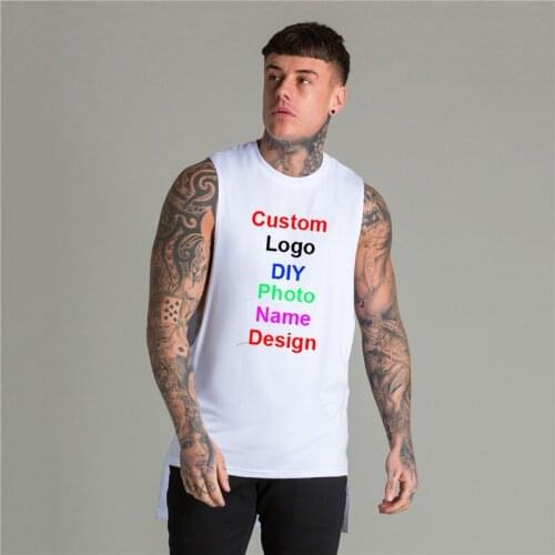 Gym Design Brand Logo/Picture MensTank Top Workout Fashion Clothing Cotton Fitness Singlets Sleeveless Shirts Casual Sports Vest