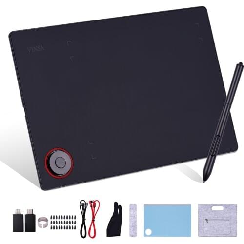 Professional Graphics Drawing Tablet Writing Board Controller Knob 8192 Levels Battery-Free Stylus Support PC/Laptop/Smartphone