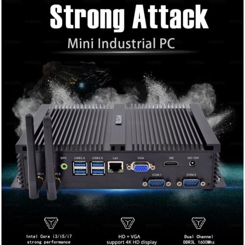 Hystou Intel Core i7 8550U Mini PC Windows 10 Pro i5 8250U DDR4 Fanless Industrial Computer 2*RS232 PC Server i3 8145U i3 7020U