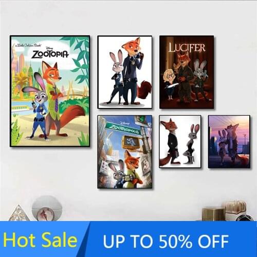 Disney Anime Canvas Painting Crazy Animal City Movie Wall Art Posters and Prints Home Decoration Pictures Living Room Decor