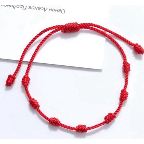 7 Knots Red String Bracelets For Protection Good Luck Amulet For Success Prosperity Handmade Rope Bracelets Lucky Charm Bangles