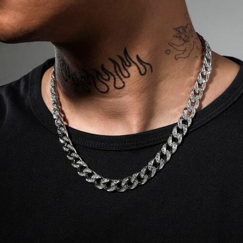Crystal Hip-hop Cuban Male Choker Punk Necklace Fashion Jewelry Street Style Rock Rapper Necklace Cool Iced out Accessories