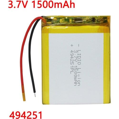 3.7V 1500mah lithium polymer battery 494251 4.2v for navigation GPS driving recorder Infrared scanning heating film batteries