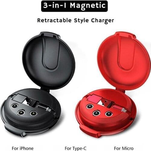 Magnetic Three-in-one Data Cable Mobile Phone Charger Tip Magnetic Strong 3-in-1 Retractable Magnetic Data Cable