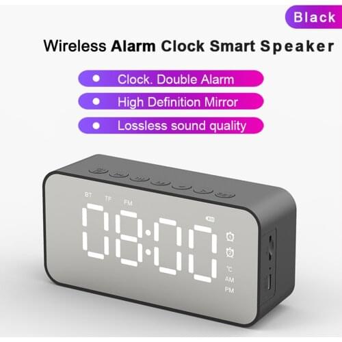 Multifunction Mirror LCD Display Alarm Clock Wireless Speaker Music Player Electronic Digital Table Clock With Dual Alarm Mode