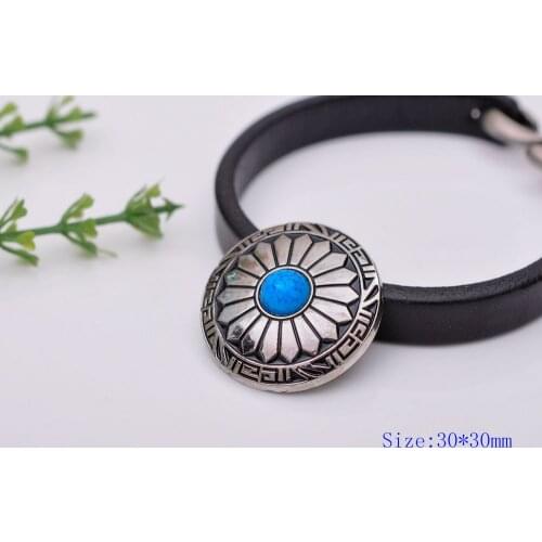 10X 30mm Fashion Sun flower Turquoise Sewing Coat Closures Leathercraft Shank Button LAKE BLUE