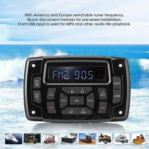 Marine Bluetooth Receiver, MP3 Player, 12V FM AM Receiver Stereo Receiver for Marine Boat Marine Stereo