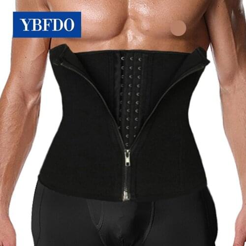 YBFDO 2021 New Men Waist Trainer Zipper for Weight Loss Tummy Control Sport Corset Cincher Trimmer Girdle Body Shapewear
