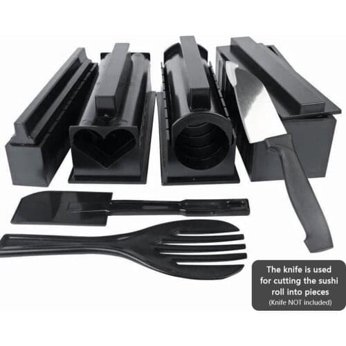 10 PCS Sushi Making Kit Sushi Set Rice Roll Maker DIY Sushi Mold with Different-Shaped Molds Fork Spatula Home Sushi Making Tool
