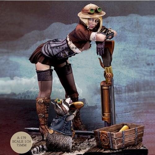 1/24 Resin Figure Kits Punk female gunner Model Self-assembled A-179