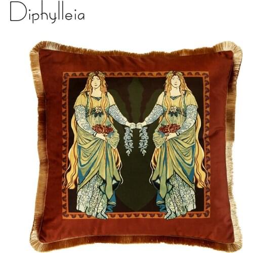 Diphylleia Antique Cushion Cover Old Legend Luxury Velvet Pillow Case American Style Home Decorating Coussins For Living Room