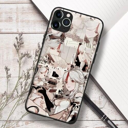 Ningguang Genshin Impact game Soft TPU Glass Phone Case for IPhone SE 6s 7 8 Plus X Xr Xs 11 12 Mini Pro Max Samsung