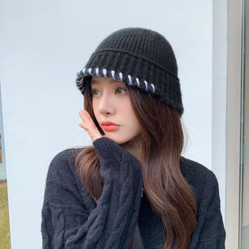 2021 NEW Knitted fisherman hat for Women Panama bucket Winter Autumn Warm Solid Folding Travel Cap Visor Vintage Flat Hat