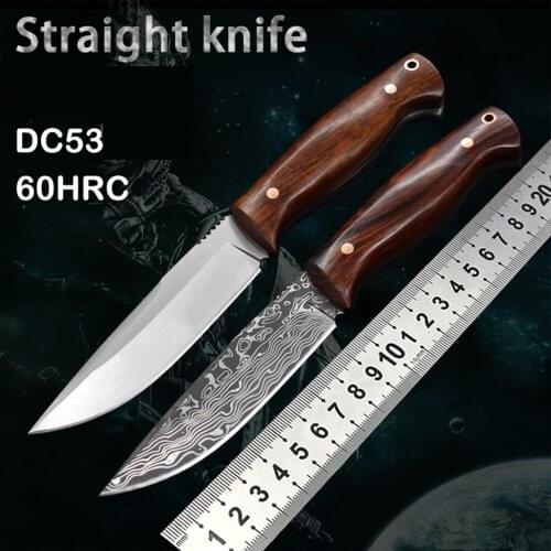New Arrival High Hardness DC53 Steel Fixed Blade Straight Knife Hunting Tool Outdoor With Scabbard Field Survival Fruit Knife