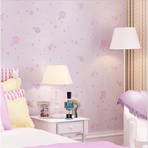 Beibehang Pastoral pink flowers wallpaper 3D embossed non-woven self-adhesive wallpaper bedroom childrens room princess room