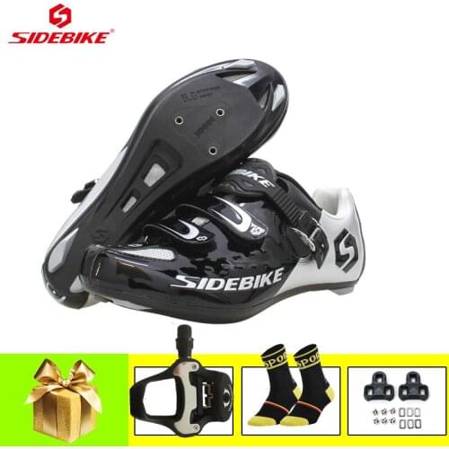 SIDEBIKE Cycling Shoes Sapatilha Ciclismo Black Road Bike Sneakers SPD-SL Pedals Self-locking Breathable Riding Bicycle Shoes