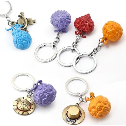 One Piece Metal Keychain Accessories Anime Luffy Ace Law Devil Fruit Keyring Pendant Key Holder Car Chaveiro Charm Llaveros Toys